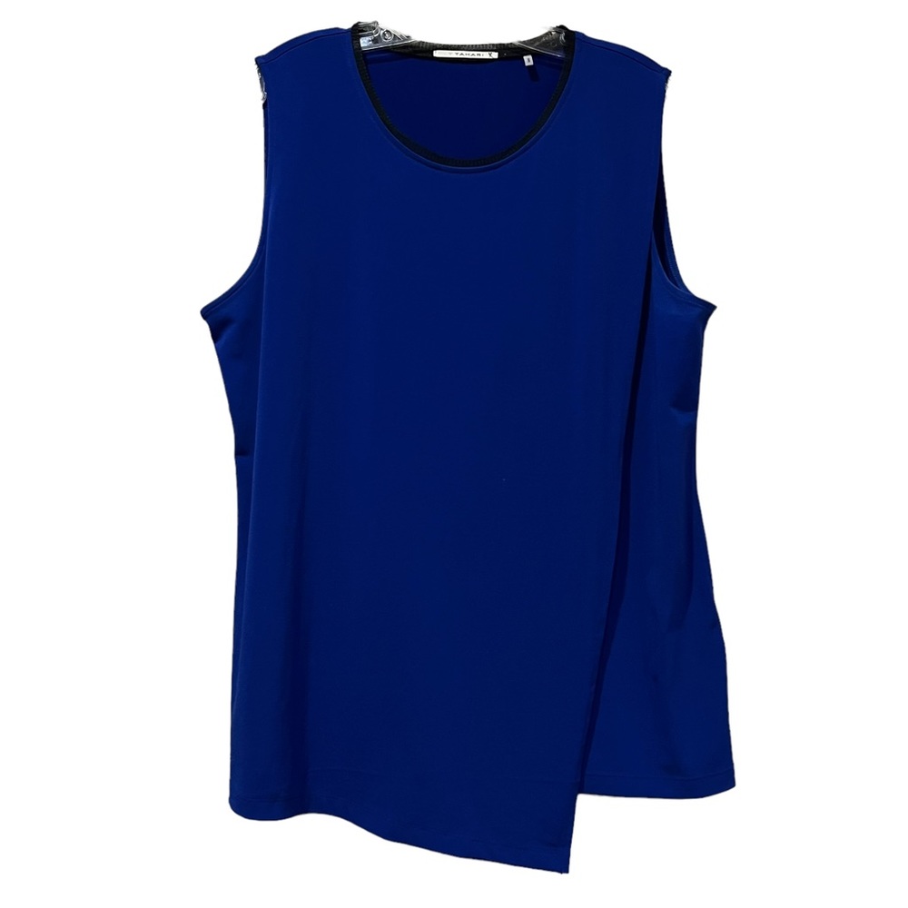 EUC Tahari Cobalt w-black trim faux wrap look dress tank. Size XL.